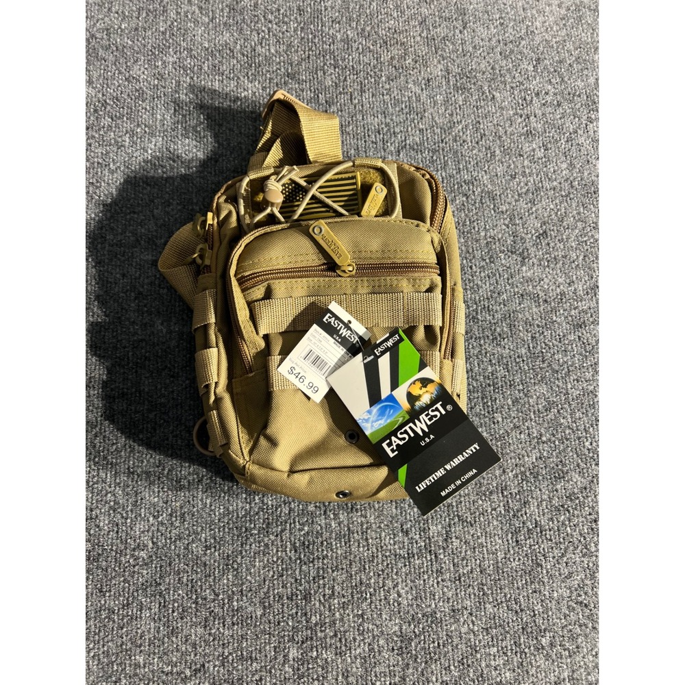 Eastwest USA Tactical Sling Bag Tan Coyote Brown MOLLE Shoulder Pack New